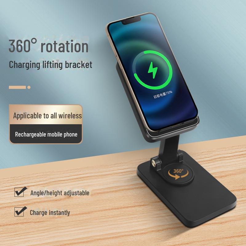 15W Bezdrátové Nabíjení Bluetooth Reproduktor s Držákem na Mobilní Telefon - Skládací Stolní Stojan pro Živé Vysílání