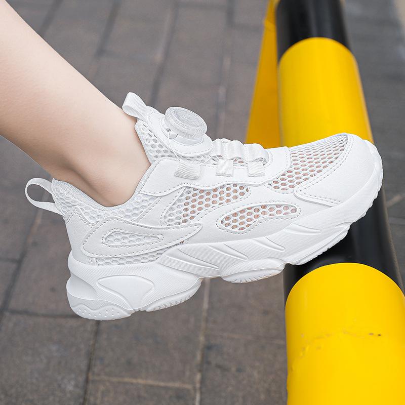 

Детские кроссовки для девочек среднего и старшего возраста, дышащие, на вращающейся застежке, студенческие, осенние новинки, кожаные, водонепроницаемые, нескользящие 40