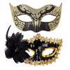 Venetian Painted Phantom Mask Halloween Carnival Party Jazz Half Face Mask Curved Horn Gold Glitter Decor Unisex