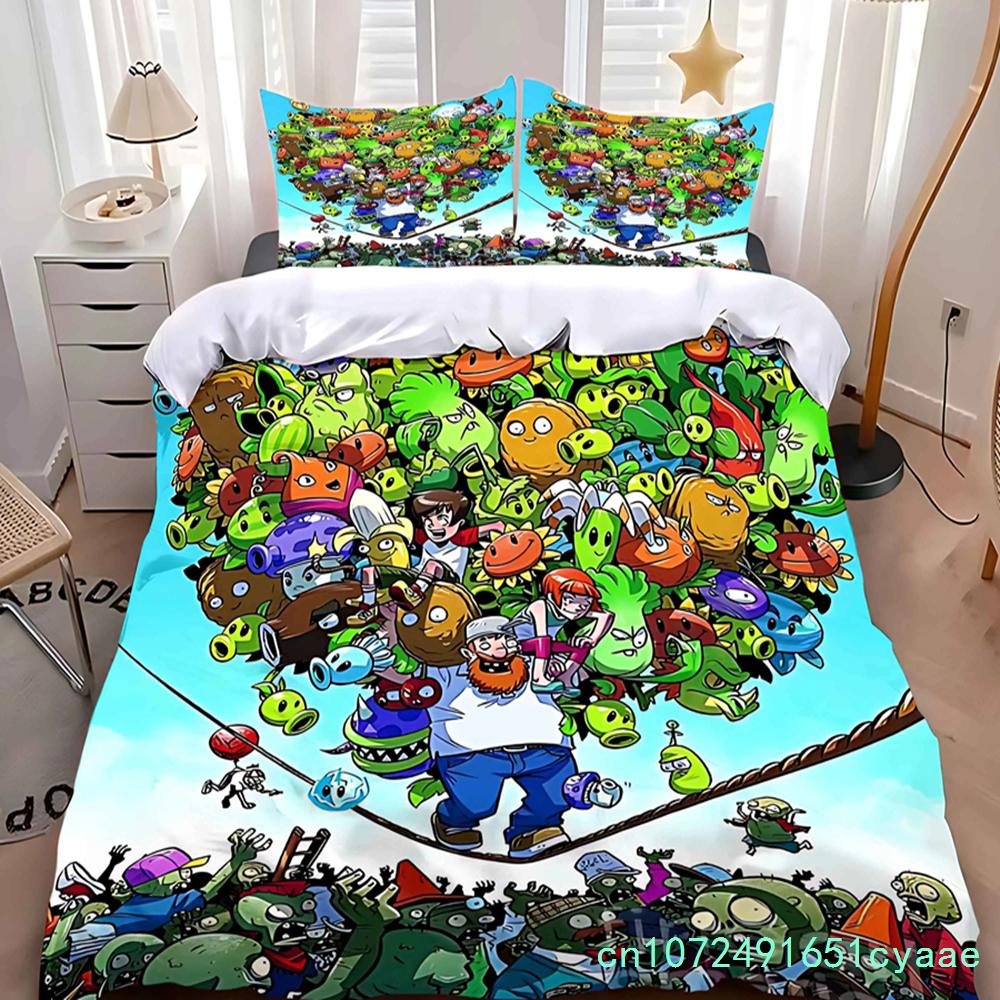 Bettbezug Kissenbezug Bettwäsche-Set Erwachsener Junge Mädchen Schlafzimmerdekoration Kindergeschenk Einzel Doppel Großformat P-Plants-vs-Zombie