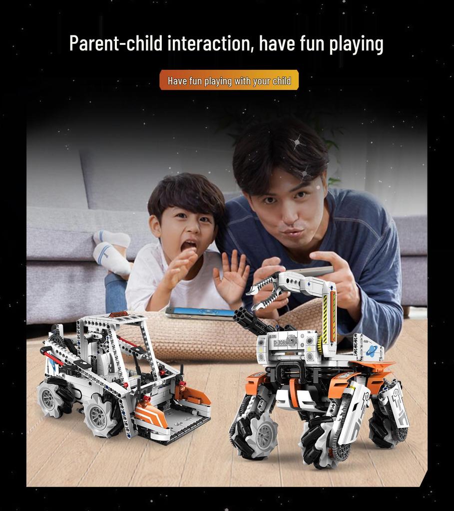 2-in-1 Programmable Robot Toy: Remote Control & Assembly Building Blocks - Smart Mechanical Dog