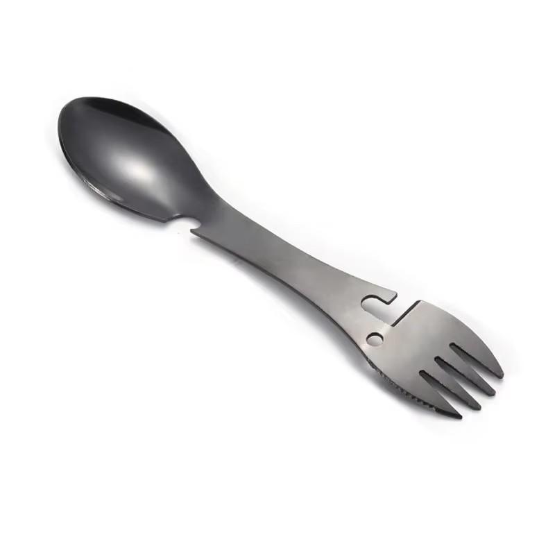 Outdoor Survival Tools 5 In 1 Camping Multi-Functional EDC Practical Kit Fork Knife Spoon Bottle/Can Opener