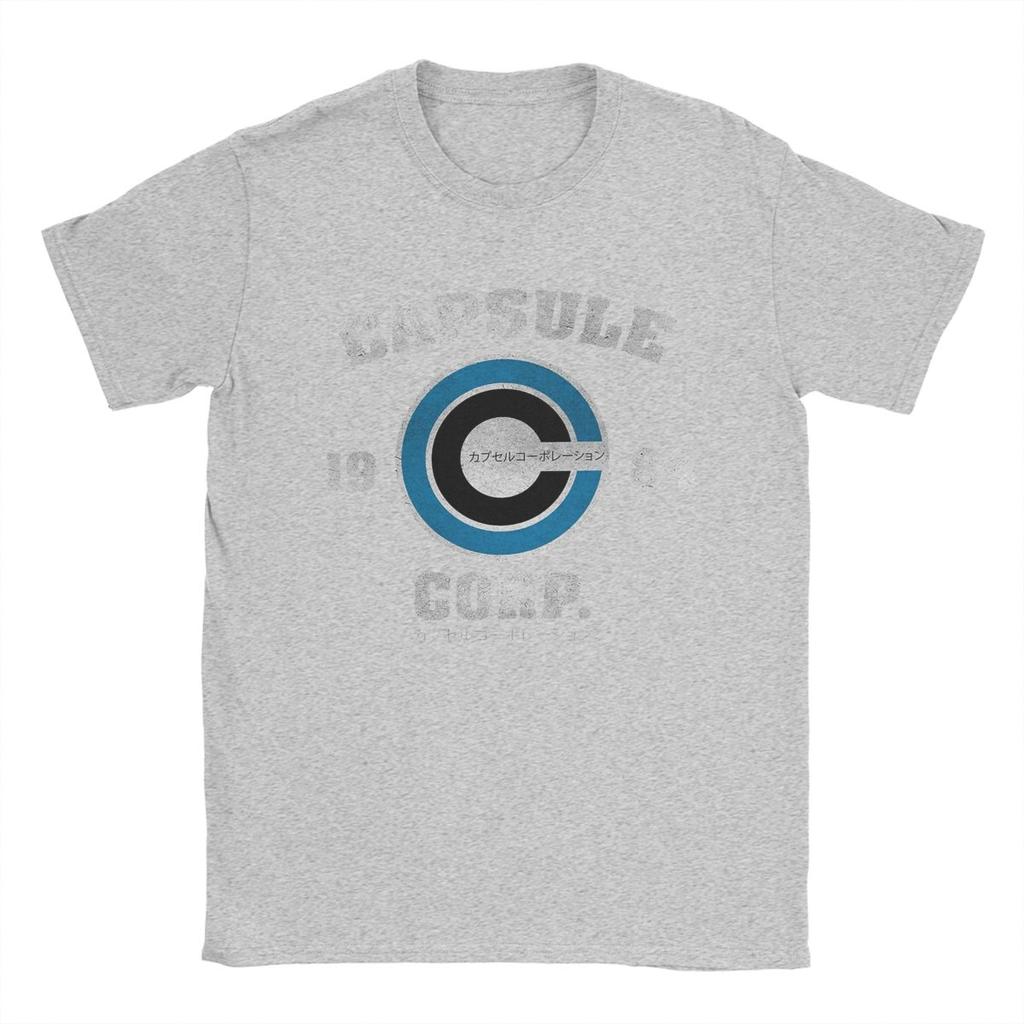 Men's T-Shirt Capsule Corp Novelty 100% Cotton Tees Short Sleeve Anime DBZing T Shirt Crewneck Clothes Printing