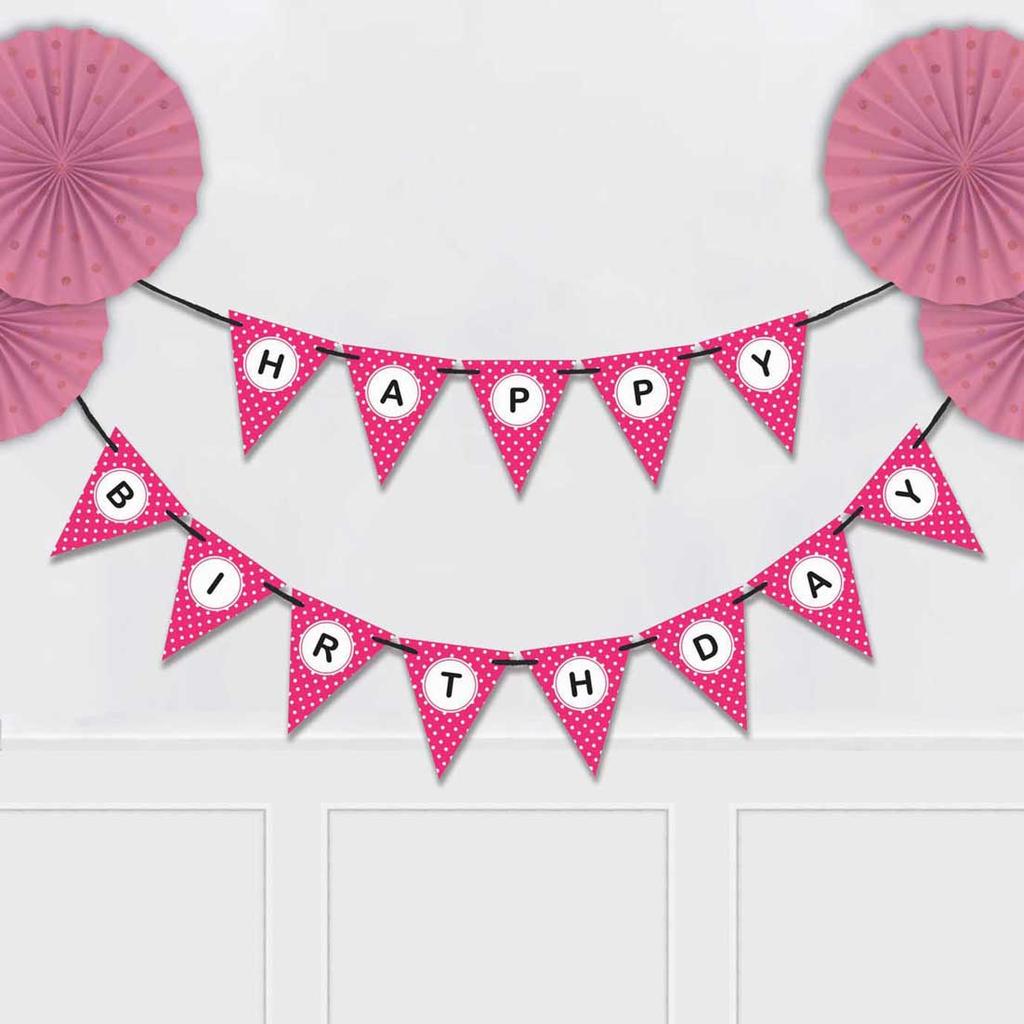 Inkdotpot Birthday Party Decorations Happy Birthday Party Garland Baby Girls Polka Dot Pennant Banner