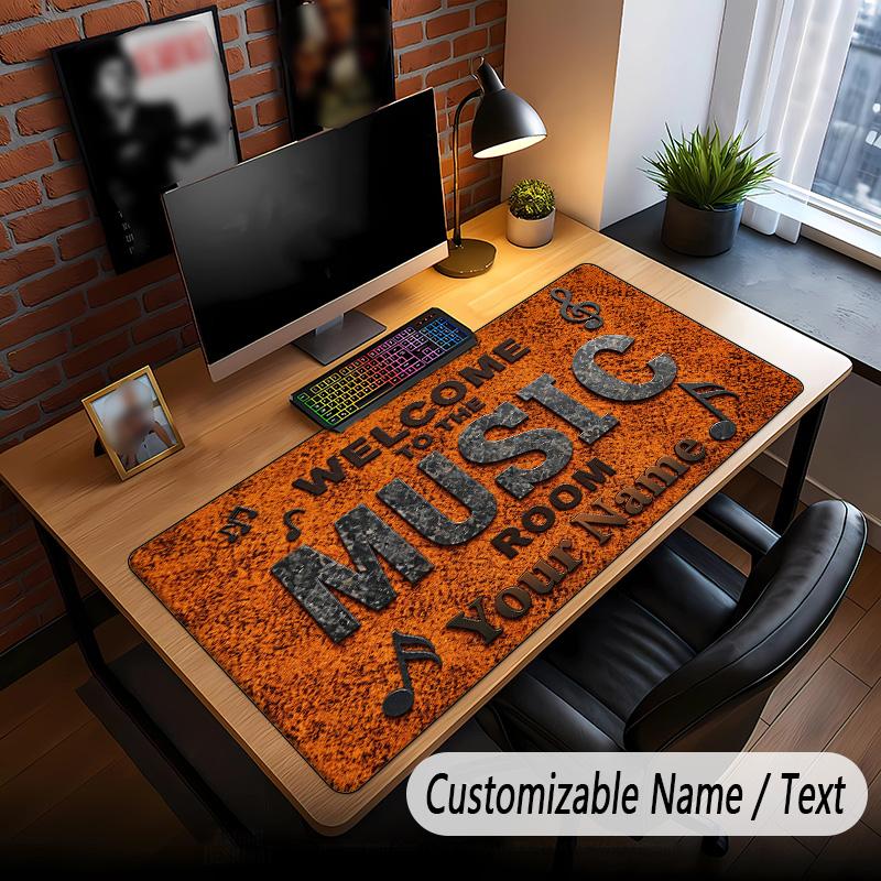 Music General Theme Custom Mouse Pad Personalized With Name Text Customized Desk Mat For Office Home Decor