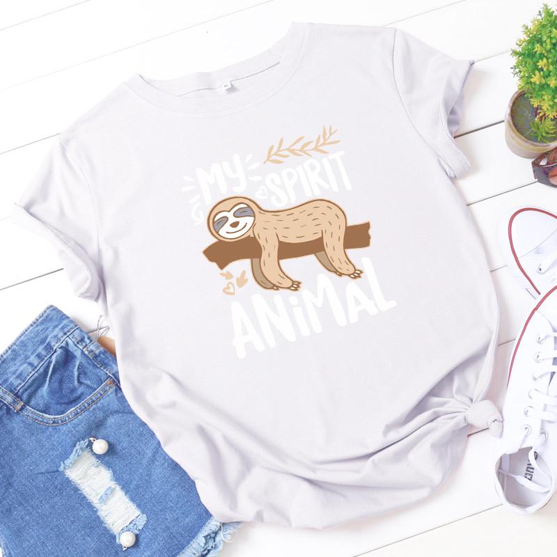 MOJE DUCHOVNÍ ZVÍŘE Lenochod Potisk Dámské Tričko Krátký Rukáv Kulatý Výstřih Volné Dámské Tričko Dámské Tričko Topy Oblečení Camisetas Mujer