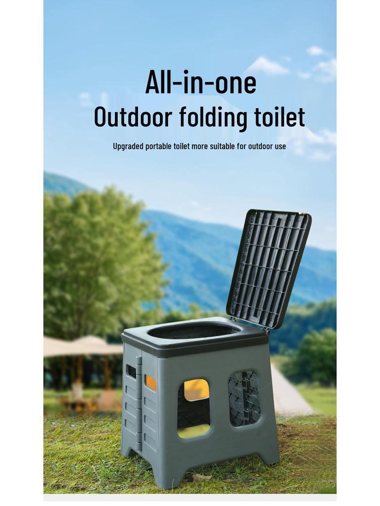 Portable Foldable Odor-Proof Toilet Stool for Adults - Ideal for Travel, Camping, and Emergencies.