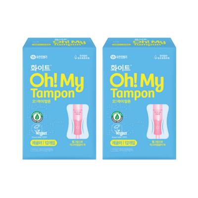 Beyaz Oh My Tamponlar, Normal Boyut, Paket Başına 12 Tampon × 2 Paket