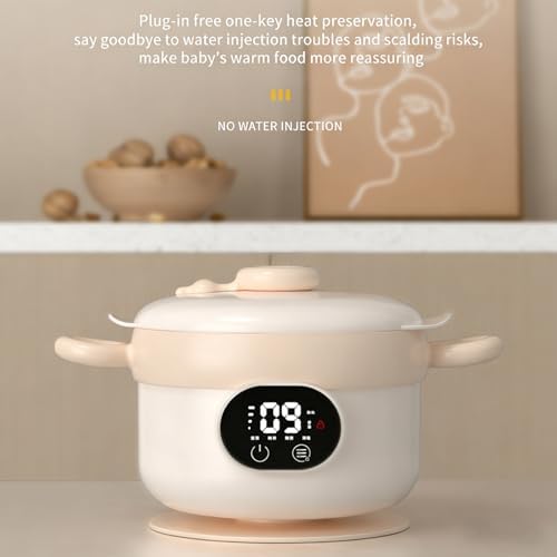 470ml Portable Stainless Steel Food Warmer, Wireless Electric Heated Lunch Box with Spoon & Fork, Cream