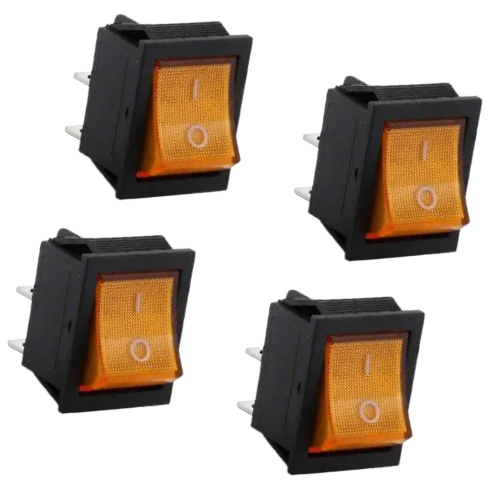 

Набір з 4 клавішних перемикачів зі світлодідними індикаторами, аксесуар для легкого керування в різних електричних схемах жовтий