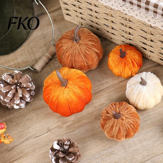 Halloween Seasonal Decorative Pumpkins Small Velvet Pumpkin Thanksgiving Table Centerpiece, Soft Reusable Party Decorations Stuffed for Fall