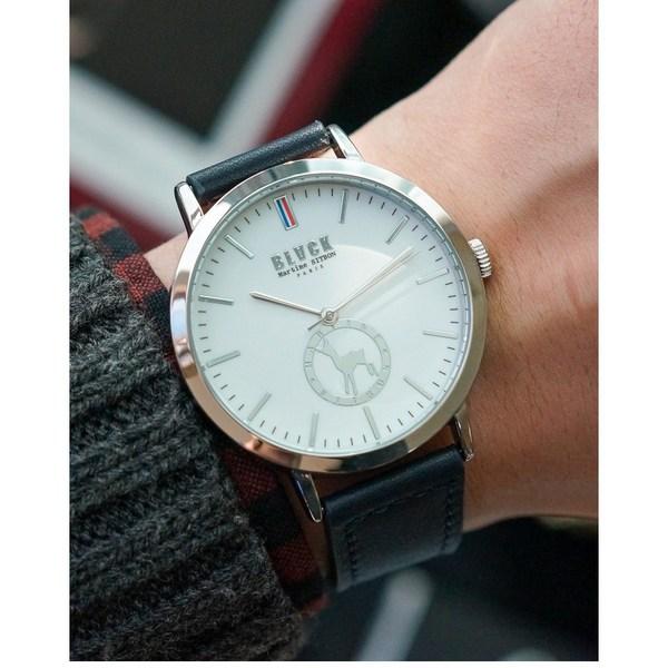 Black Martin Sit Bong BKL1660M French Brand Men's Leather Analog Wristwatch