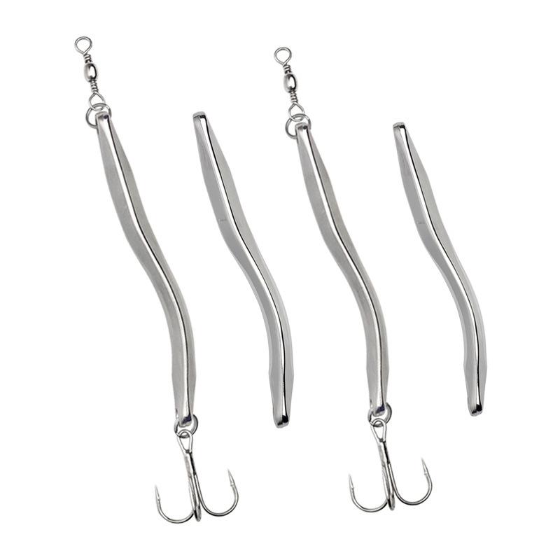 Lead Fish Zinc Alloy Long Stick Electroplating Hard Bait 50G60G Far Investment Iron Plate Luya Bait Three Hook Bait (as the picture,48g (no hook or swivel))