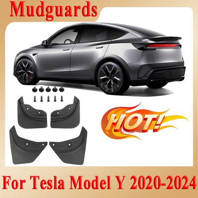 4PCS Original Mudflaps for Tesla Model Y     2024 Soft Mudguards Splash Guards Fender No Drilling Accessories