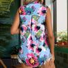 Women's Fashion Casual Summer Spring Flower Pattern Print Sleeveless Stand-collar Blouses & Shirts