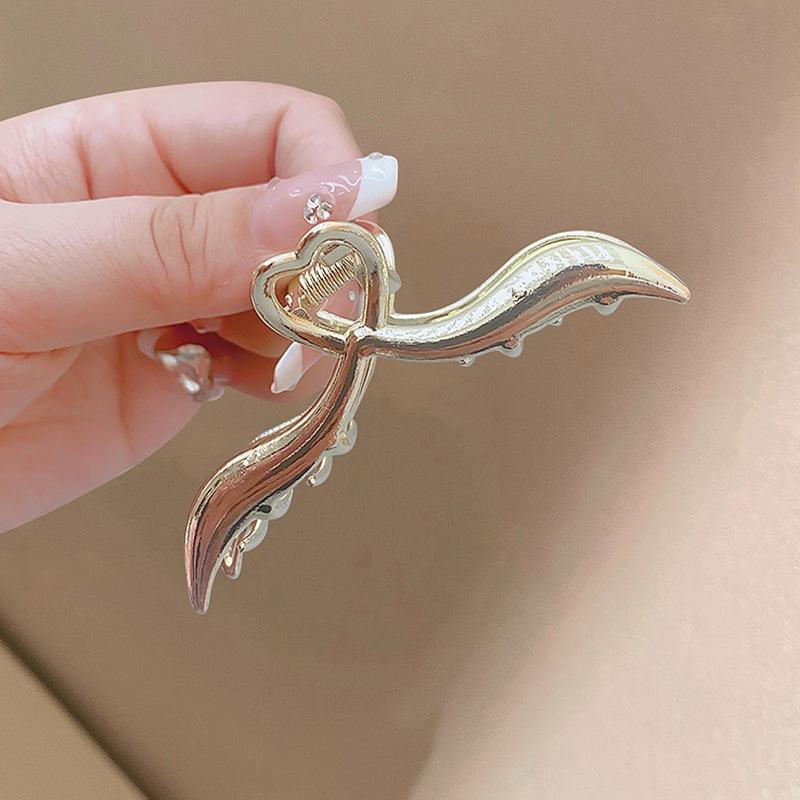 Fashion Bow Pearl Rhinestone Flower Grab Clip Temperament Half Tie Hairpin Disc Hair Shark Clip