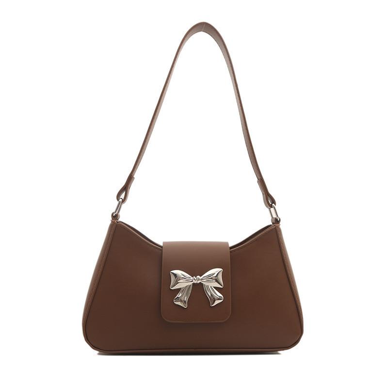 Chic French Butterfly Bow Shoulder Bag 2024 Summer Trendy Street Style Pu Material