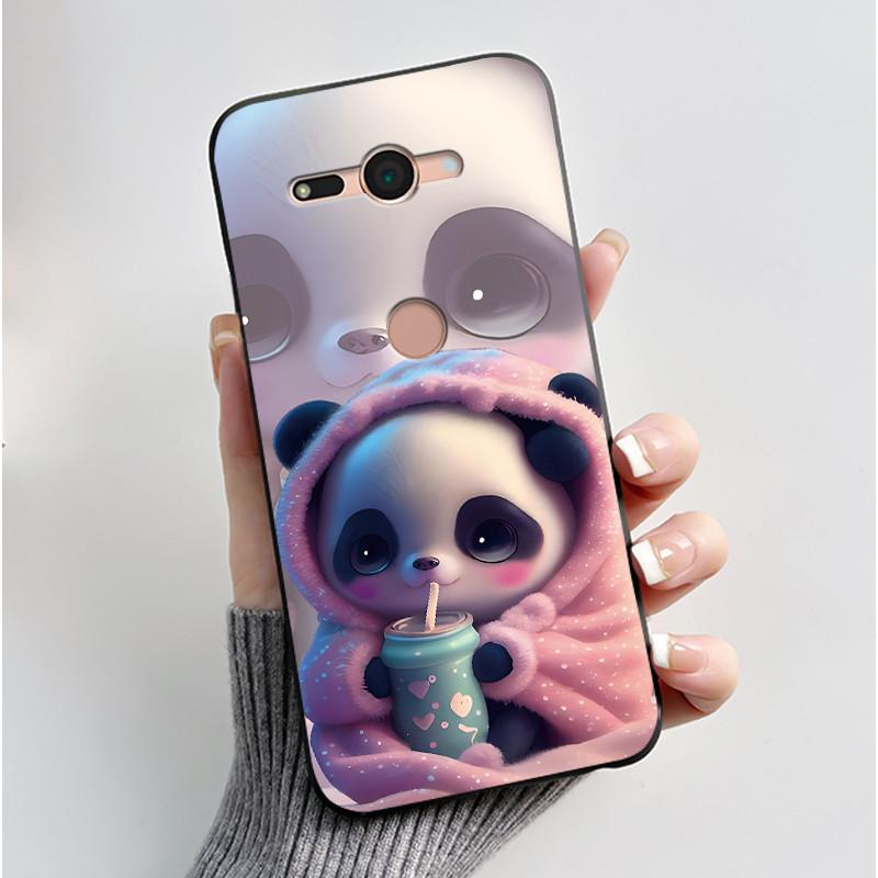 Cute Black Case Phone Case For Sony Xperia XZ2 Compact/SO-05K Protective Shockproof Soft Cover Lovely Fluffy White Bunny