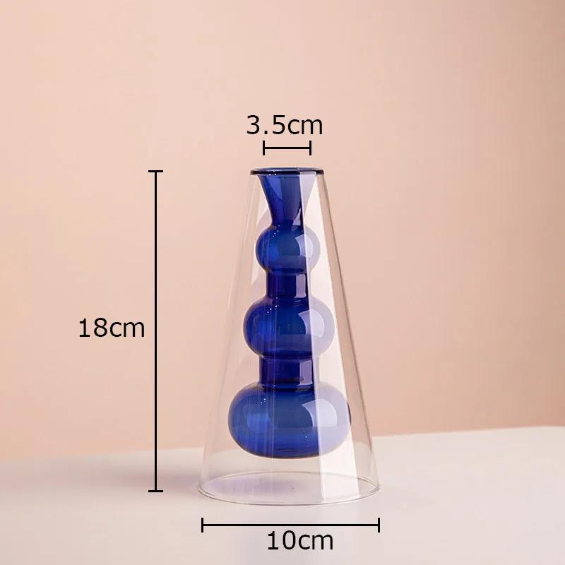 Multicolour Transparent Glass Vase Hydroponics Flower Pot Desk Decoration Flower Arrangement Floral Vases Room Aesthetic Decor