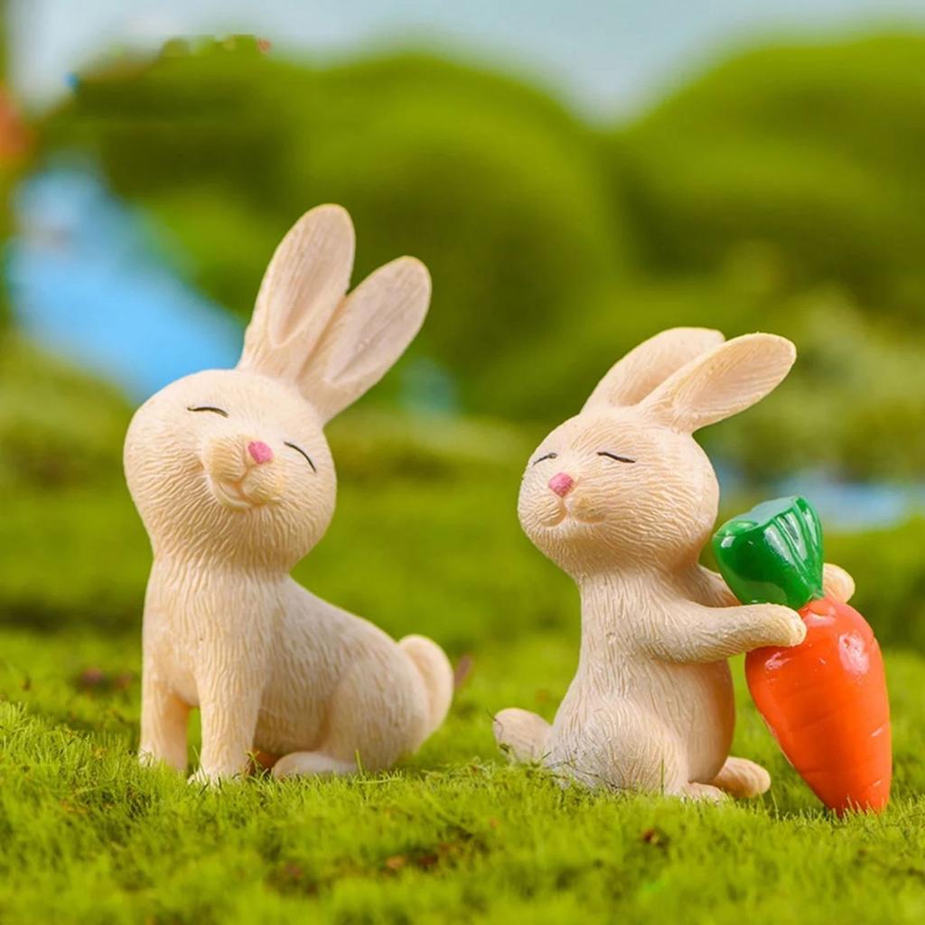 7-teiliges Set mit Cartoon-Simulation, niedlichen Langohr-Kaninchen-Puppen, niedlichen und gehorsamen Kaninchen-Desktop-Ornamenten