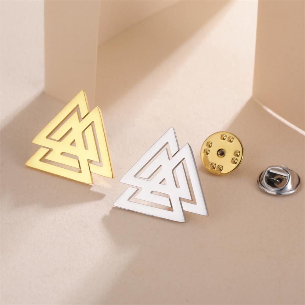 My Shape Nordische Wikinger Valknut Brosche für Männer Frauen Hrunger Odin Rune Dreieck Amulett Broschen Pins Modeschmuck Großhandel