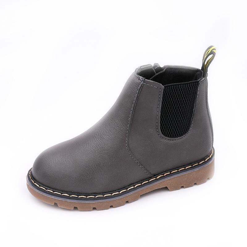 Herbst Kinder Schuhe PU Leder Wasserdichte Leder Stiefel Warme Kinder Schnee Stiefel Mädchen Junge Gummi Stiefel