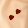 Vintage Wine Red Heart Earrings Elegant High-end Studs Silver Needle Versatile Fashionable Personality Ear Jewelry