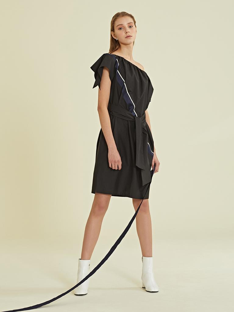 Leuiel Diagonal Line Volume Dress_Blue