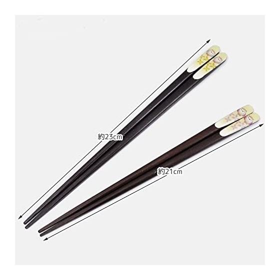 Pair of Lacquered Chopsticks "Kitcho" with Smiling Owl Design in Paulownia Box - 2 Pairs, Made in Japan, Natural Wood, Urushi Lacquer