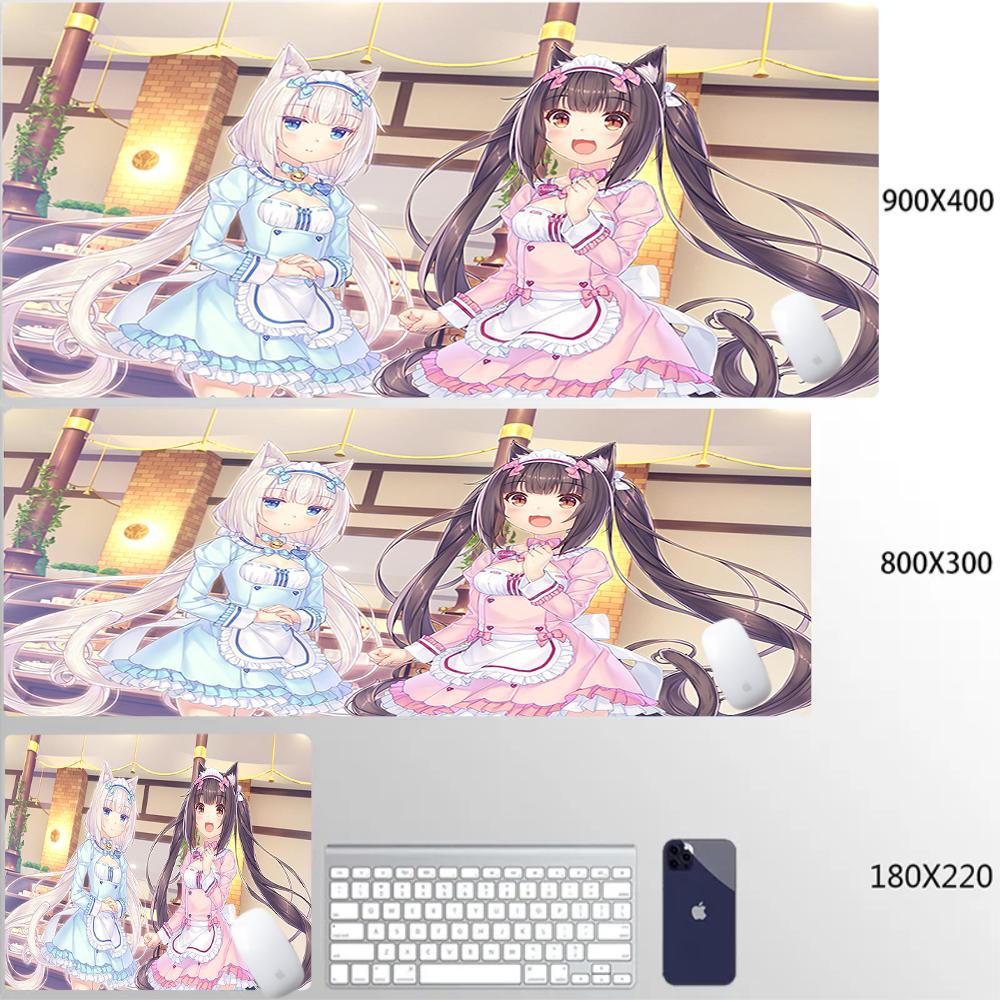 Large Nekopara Escritorio Mouse Pad Non-Slip Rubber Laptop Cushion Gabinete Gamer Mousepad Pc Kawaii Cute Anime Girls Deskmat