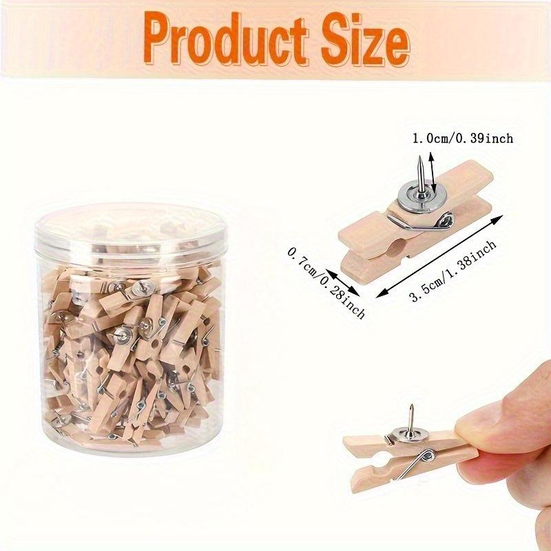 50pcs Multi-Purpose Pushpin Wooden Shelf Suit Easy To Store and Carry, Suitable for Corkboard and Bulletin Board, Handicraft Decoration Accessories