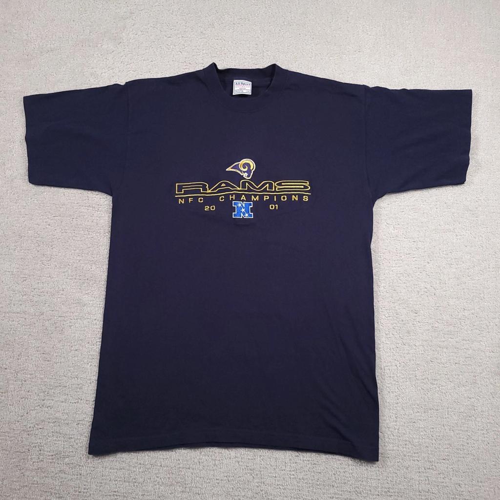 Vintage St. Louis Rams 2001 NFL NFC Champions T-Shirt Mens Large Navy All Sport