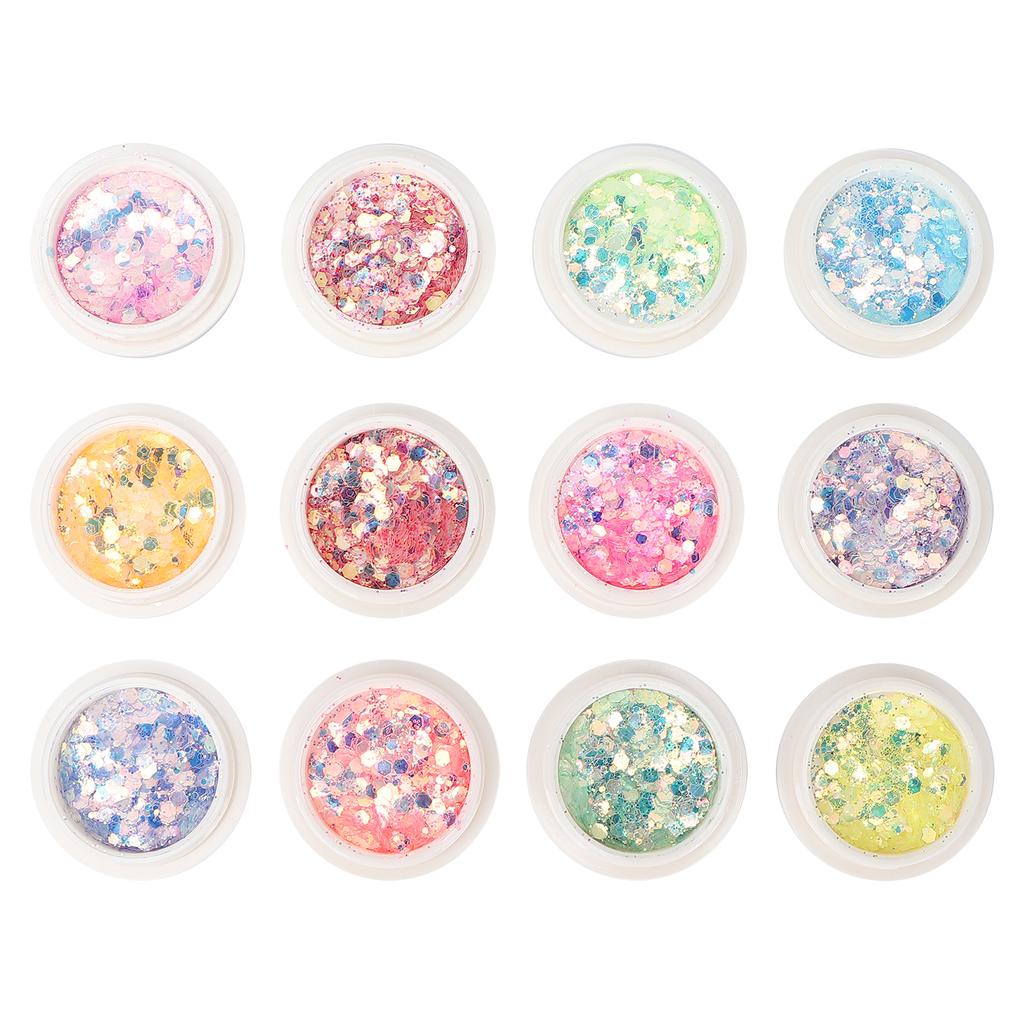 12 Boxes Nail Art Sequins DIY Nail Art Glitter Flakes Powder Manicure Decaration
