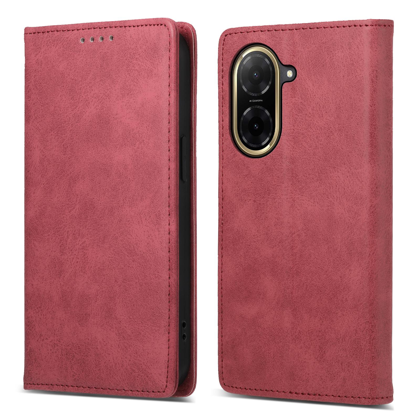 

For Xiaomi Redmi A5 4G (171.7mm)/Poco C71 4G Wallet Case RFID Blocking PU Leather Phone Cover Red