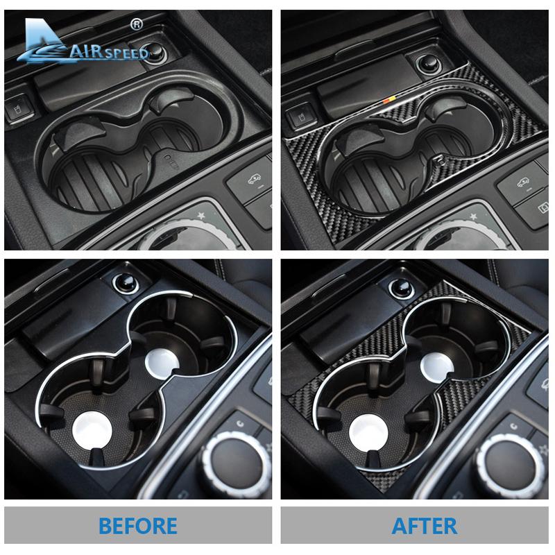 Airspeed Carbon Fiber Car Interior Cup Holder Cover Trim Stickers For Mercedes Benz GLS 16-18 GLE 15-17 GL 13-15 ML Accessories