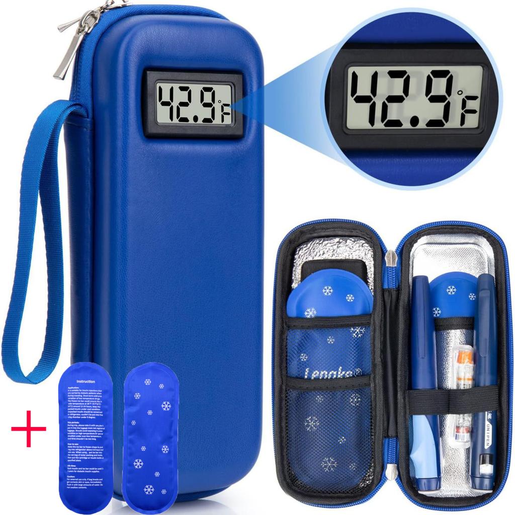 Insulin Cooler Travel Case with Thermometer Display Waterproof Medicine Organizer Bag Insulin Cooling Bag for Diabetics