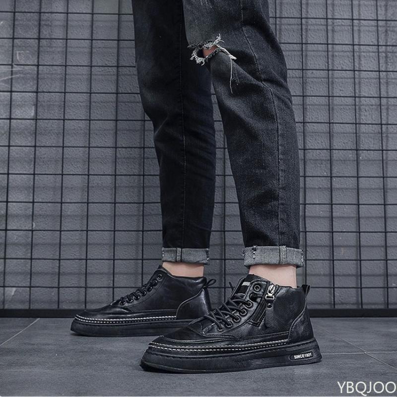 Winter Men's High Top Shoes Are Trendy Versatile Casual Thick Soled Warm Anti Slip Wear-resistant Men's Cotton Shoes