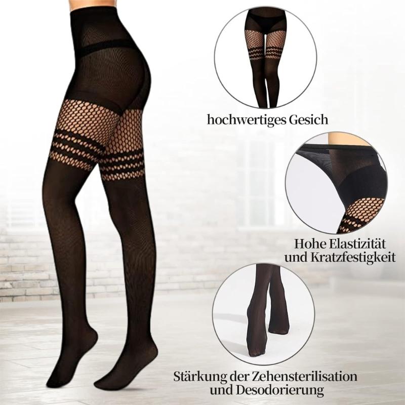 Women's Garter Belt Tights Patterned Fishnet Thigh High Stockings Tights High Waist Pantyhose Suspender Pantyhose Gifts