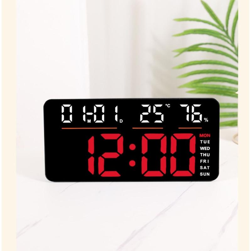 Modern Oversized Electronic Wall Clock Multifunction Time Date 2 Alarm Countdown Timer LED Display Easy Installation