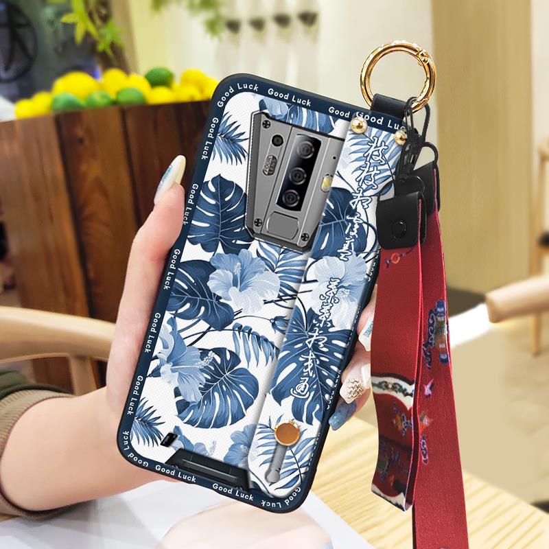 Phone Holder Anti-dust Phone Case For Blackview BV6900 Kickstand Ring Lanyard Durable Dirt-resistant Wristband Soft Case