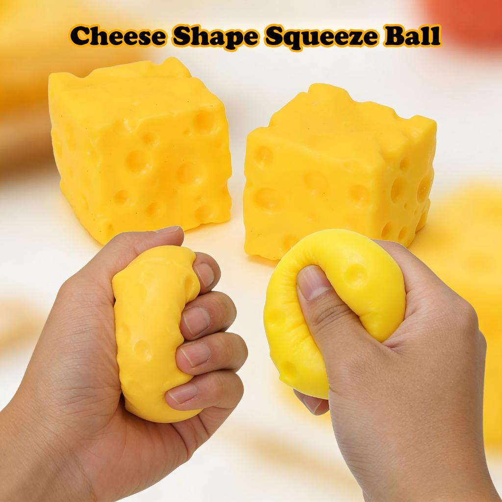 Square Cheese Shape Squeeze Stress Ball - Asmr Sensory Anti-Anxiety Fidget Toy Office Home Adhd  Decompression Toy Gift