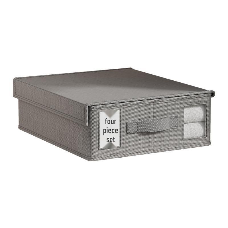 Upgraded Non-woven Four-Piece Bedding Storage Box Set with Leather Handles