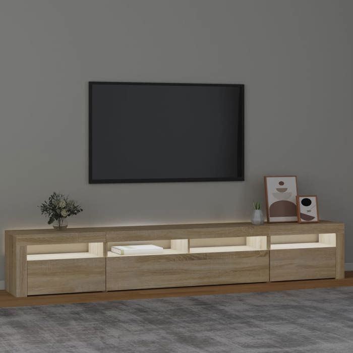 VidaXL Meuble TV avec Lumières LED Centre de Divertissement Rangement Meuble Média Meuble de Salon Salle de Séjour Maison 3152724