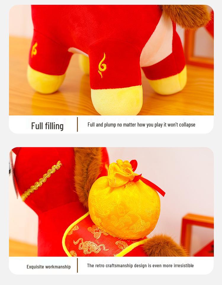 Jahr des Pferdes 2026 Tierkreis Plüschtier - Süßes Kissen für Kinder und Mädchen