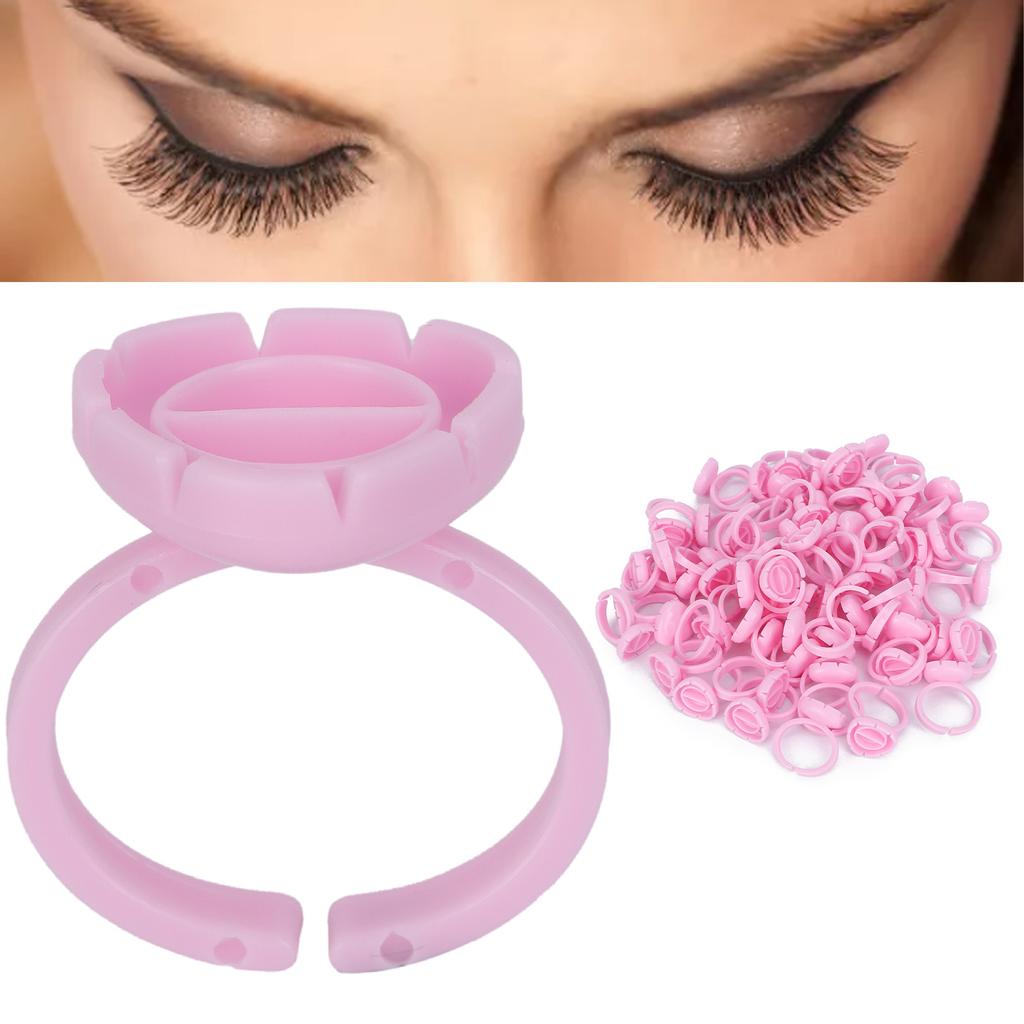 100pcs Lash Glue Holder Ring Cup Eyelash Extensions Quick Blossom Cup Lash Organizer Tool