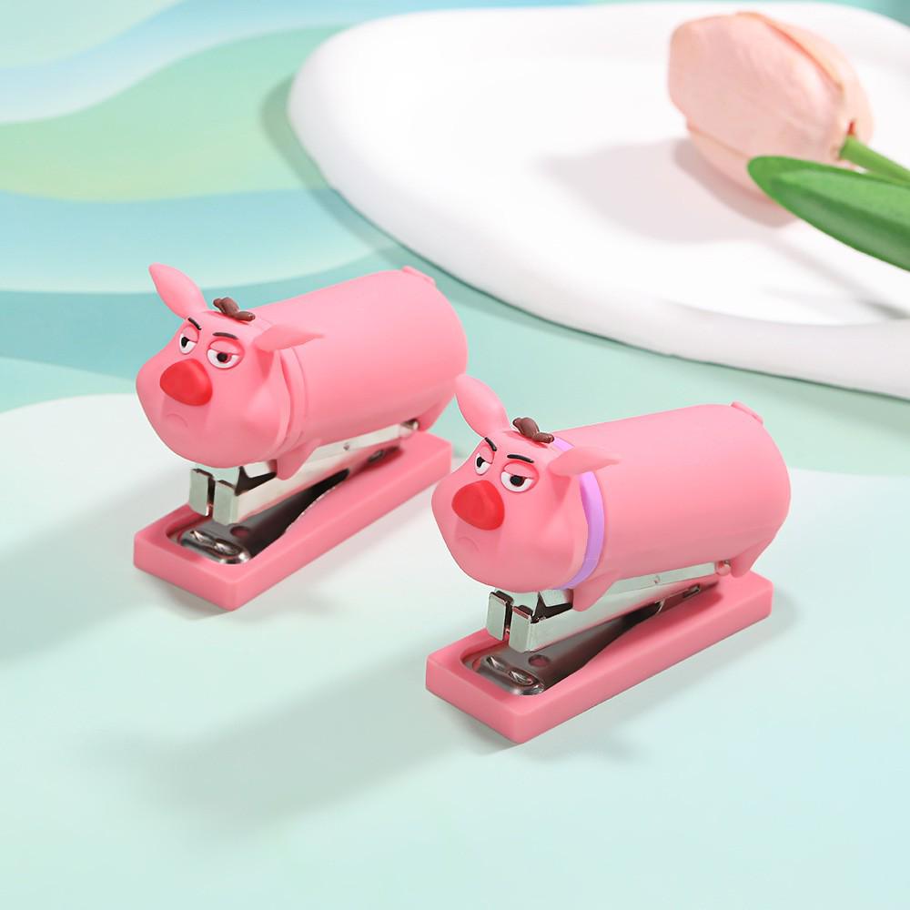 Cartoon Stapler and Staple Remover Set - Creative Desktop Ornament Doll Figure for Kids' Office Stationery.