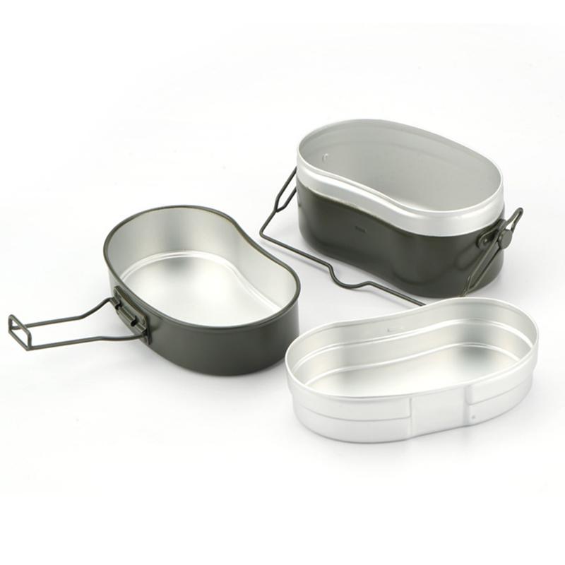 Aluminum Lunch Box Cookware Outdoor Camping Rice Cooker German Style Mess Kit Three-Part Portable Cooking Pan Pot
