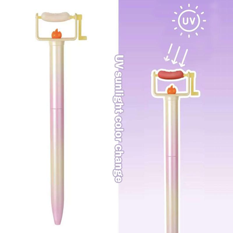 

Creative Rotating Color-Changing Barbecue Pen Cute 0.5Mm Neutral Pen Student Stationery Office School Supplies Gift A1