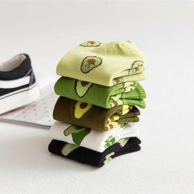 5 Pairs Frühling Sommer Frauen Socken Cartoon Avocado Kausalen Kurze Socke Stickerei Atmungsaktive Lustige Socke Harajuku Weibliche Knöchel Socken