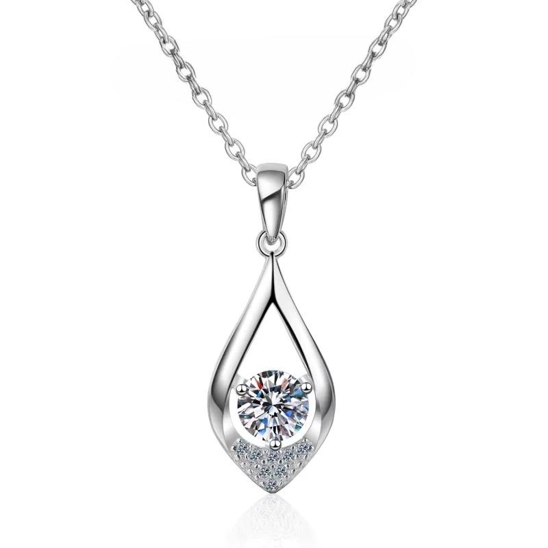 

Lover Valentine s Day White Gold Necklaces Women Wedding Moissanite Diamond Water Drop Pendant Girl Birthday Gift 45cm&18K White Gold